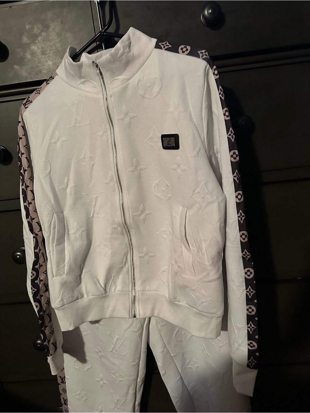 White Monogram Track Jacket & Joggers Set - Picture 3 of 10